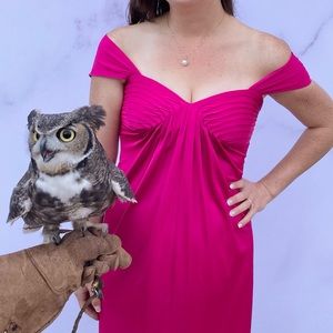 Adrianna Papell Fuschia Satiny Midi Cocktail Dress